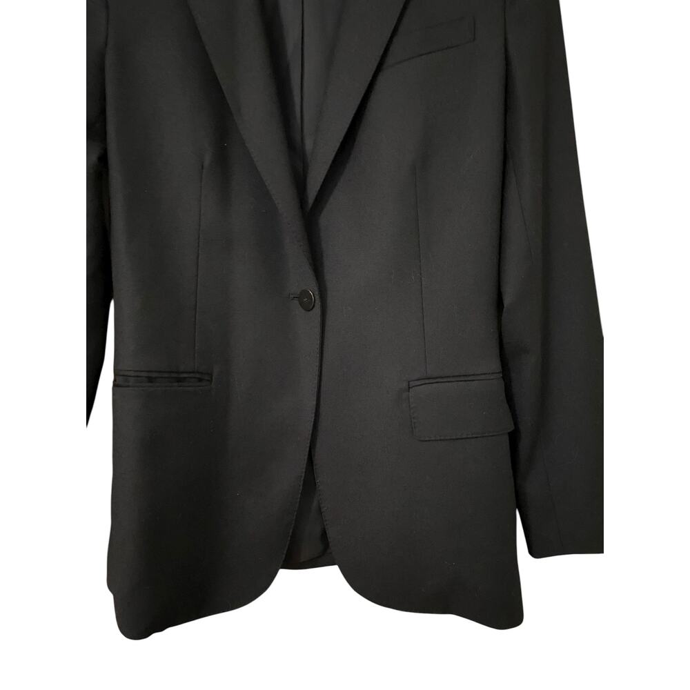 Theory Women Staple Blazer in Sleek Flannel US 2 Black 100% Virgin Wool Business - Picture 5 of 8